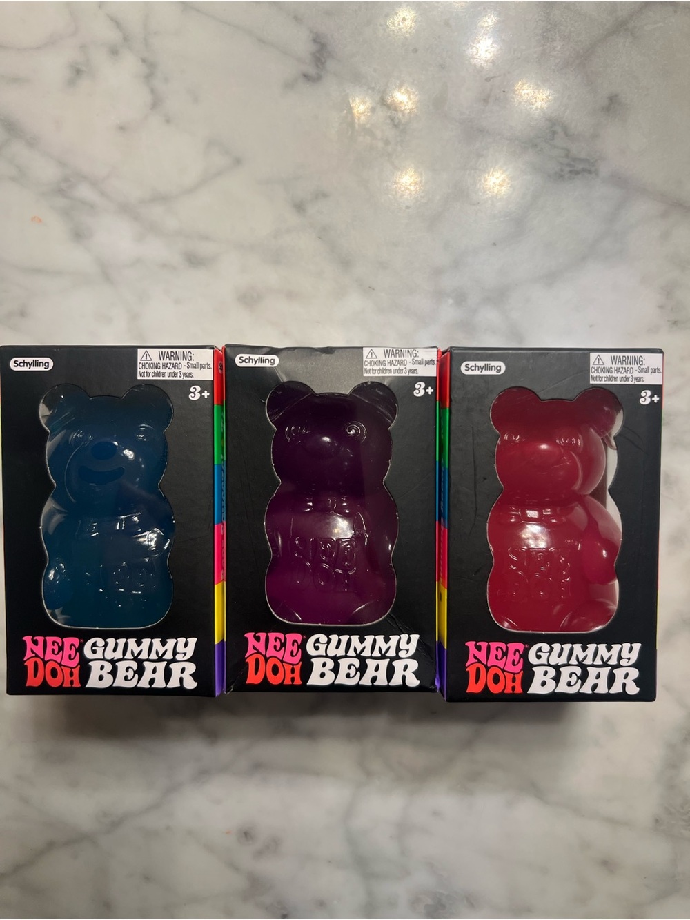 🩷💙💜set of 3 Nee Doh Gummy Bear squishy toy- Blue, Purple